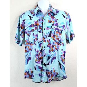 Vintage Wrangler Western Shirt Men's L Southwestern Aztec Print Snap Front 90s